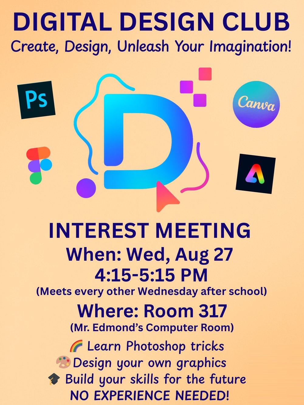 The recruitment poster Aariv designed for the Digital Design Club